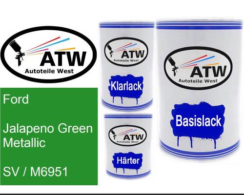 Ford, Jalapeno Green Metallic, SV / M6951: 500ml Lackdose + 500ml Klarlack + 250ml Härter - Set, von ATW Autoteile West.